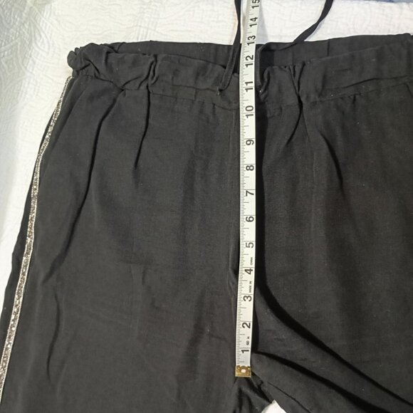 Zara Black Jogger Pants Size L With Side Rhinestone Detailing - Tencel Fabric - Picture 13 of 13
